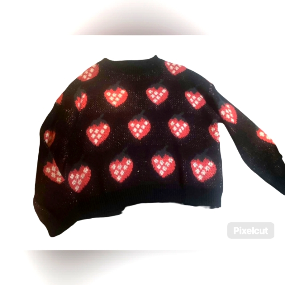 Knit Sweater with strawberries